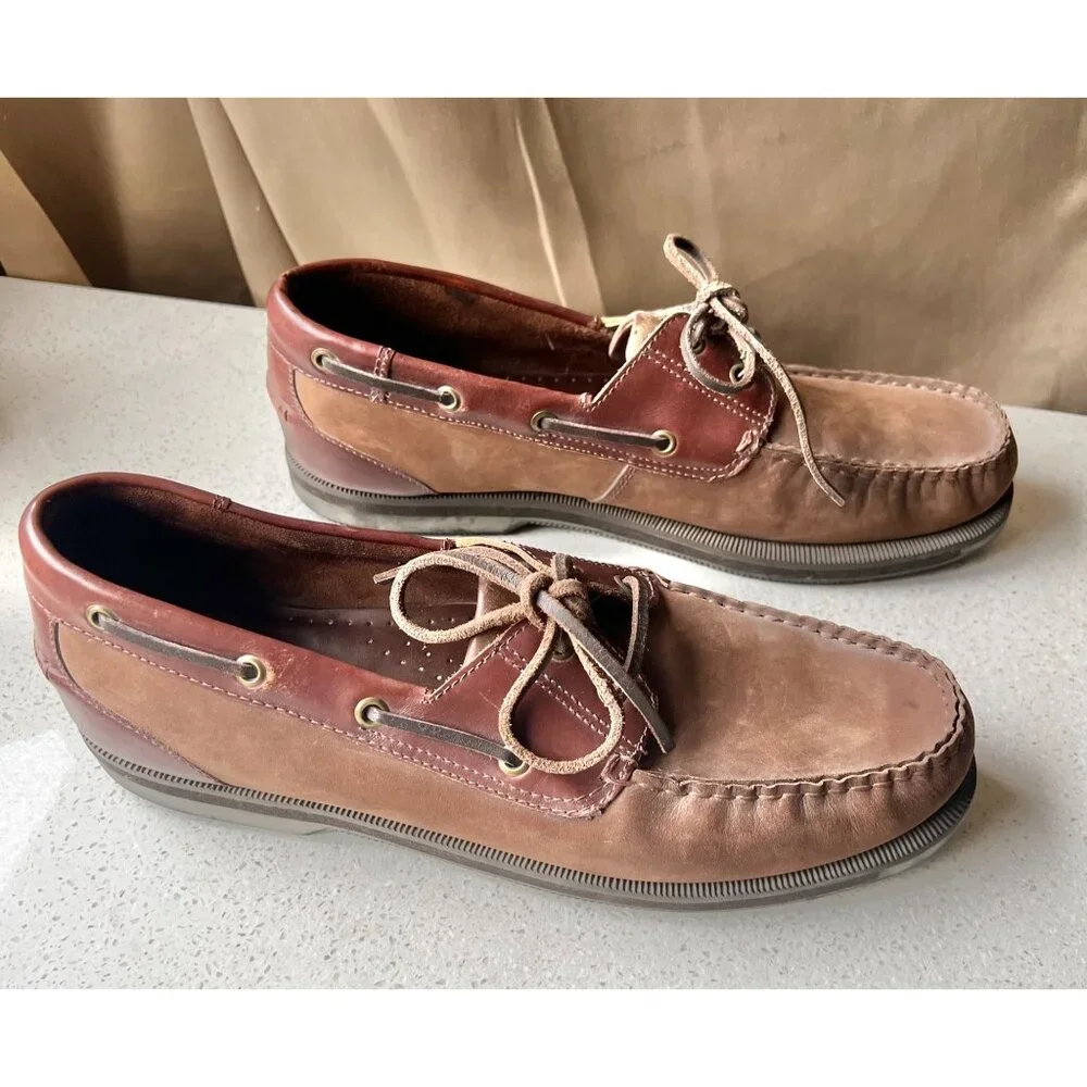Alpine Design Mens Boat Shoes Size 10.5 D Leather Brown Casual Deck Loafers
